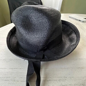 Vintage Marshall Fields and Company 1950's Women's Black  Bucket Hat with Bow